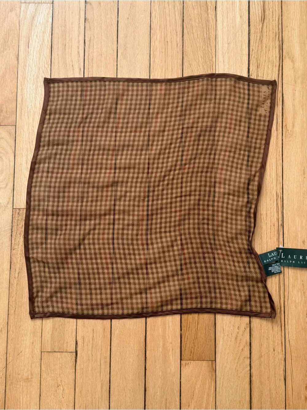 Ralph Lauren Brown Houndstooth Silk-Blend stylish Scarf